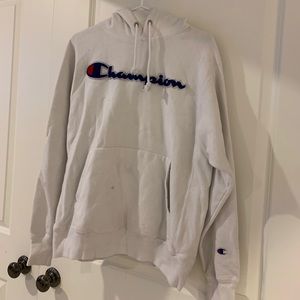 White Champion Reverse Weave Hoodie